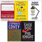 Crucial Conversations, How to Talk to Anyone, Deep Work, Shoe Dog, 7 Habits of Highly Effective People 5 Books Collection Set from [object Object].